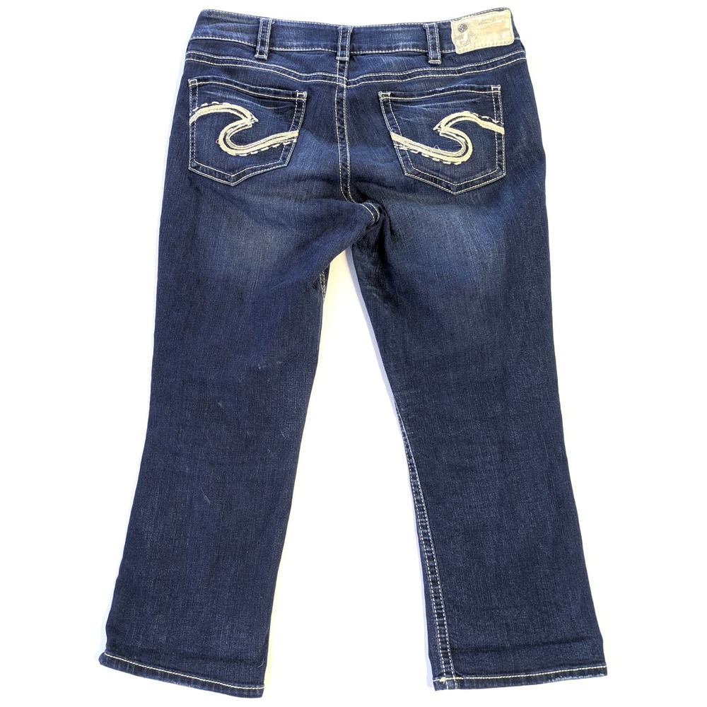 Silver Jeans Co Suki Mid Capri Dark Wash Denim Jeans W31 L22.5 L43934SSA344